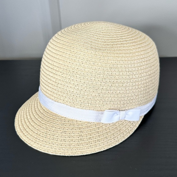 Janie and Jack Girls Bow Straw Riding Hat, Size 6-8 - Picture 2 of 6